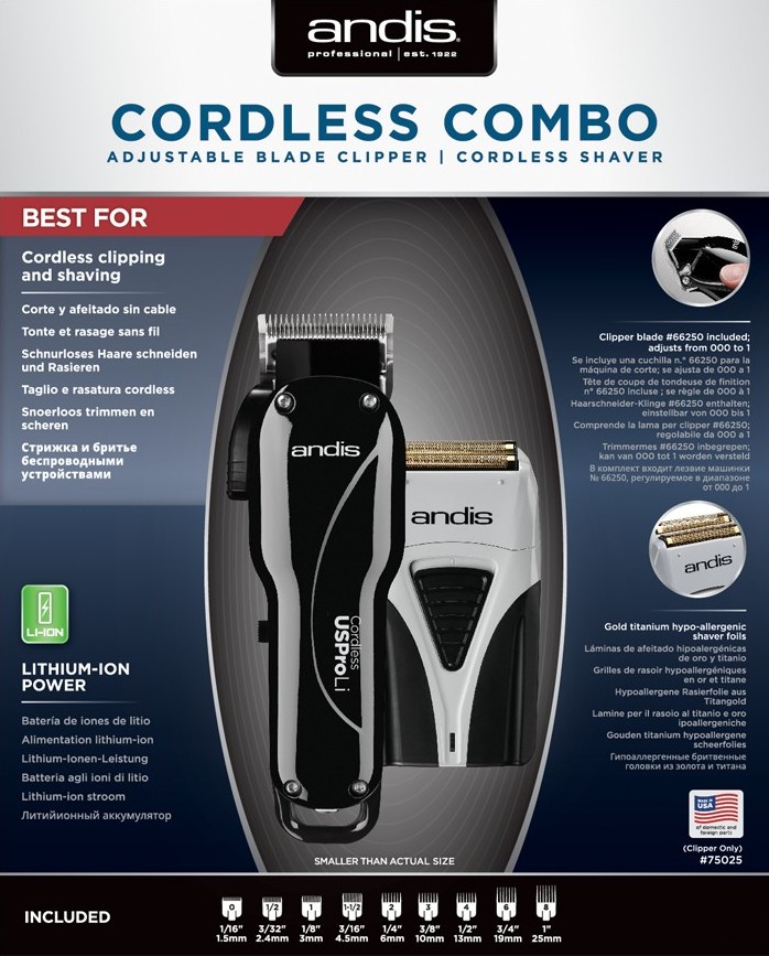  Andis Cordless Combo Adjustable Blade Clipper & Cordless Shaver 