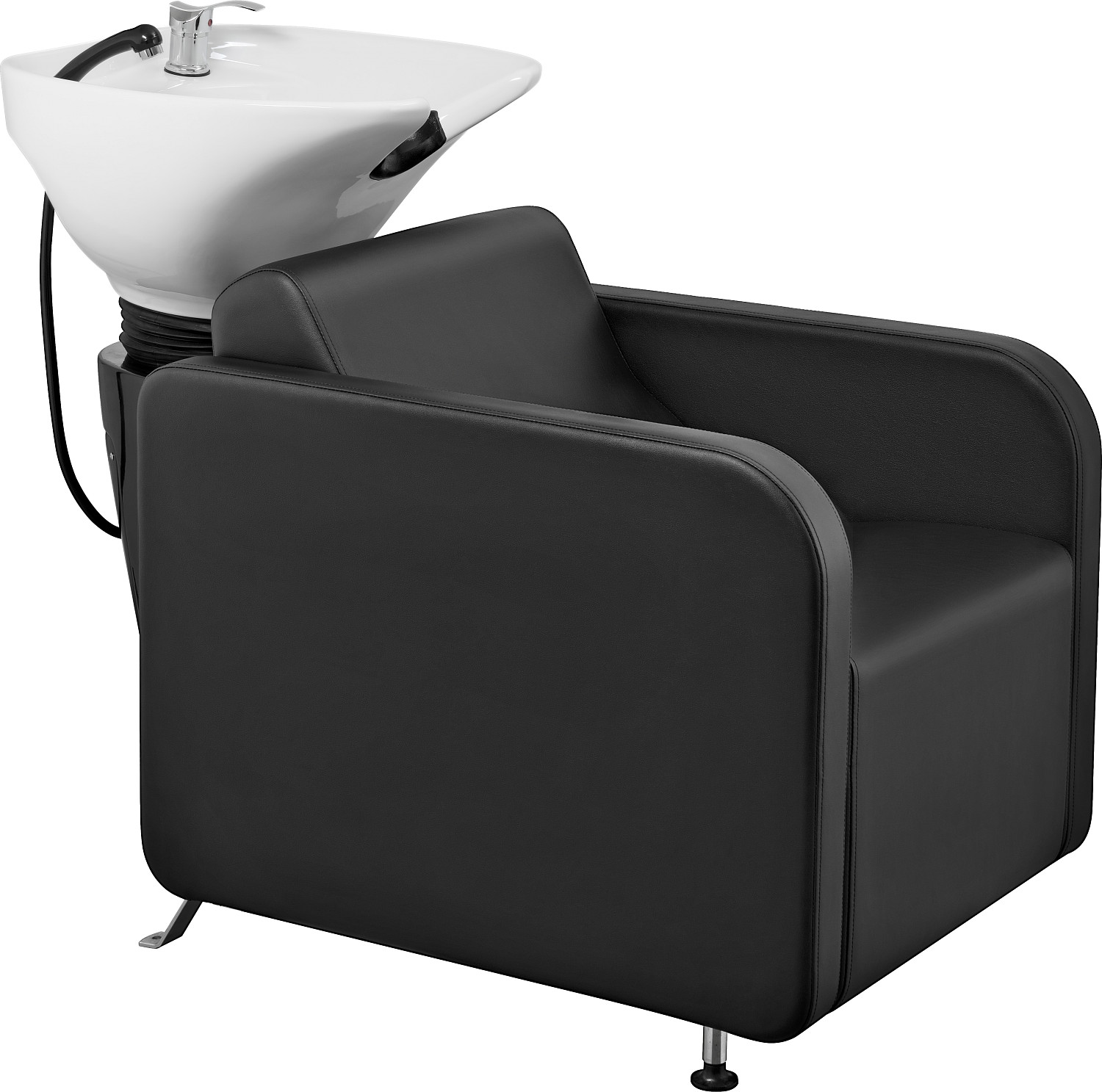  Hairway R&uuml;ckw&auml;rtswaschbecken "Kubus" Sitz schwarz, Becken wei&szlig; 