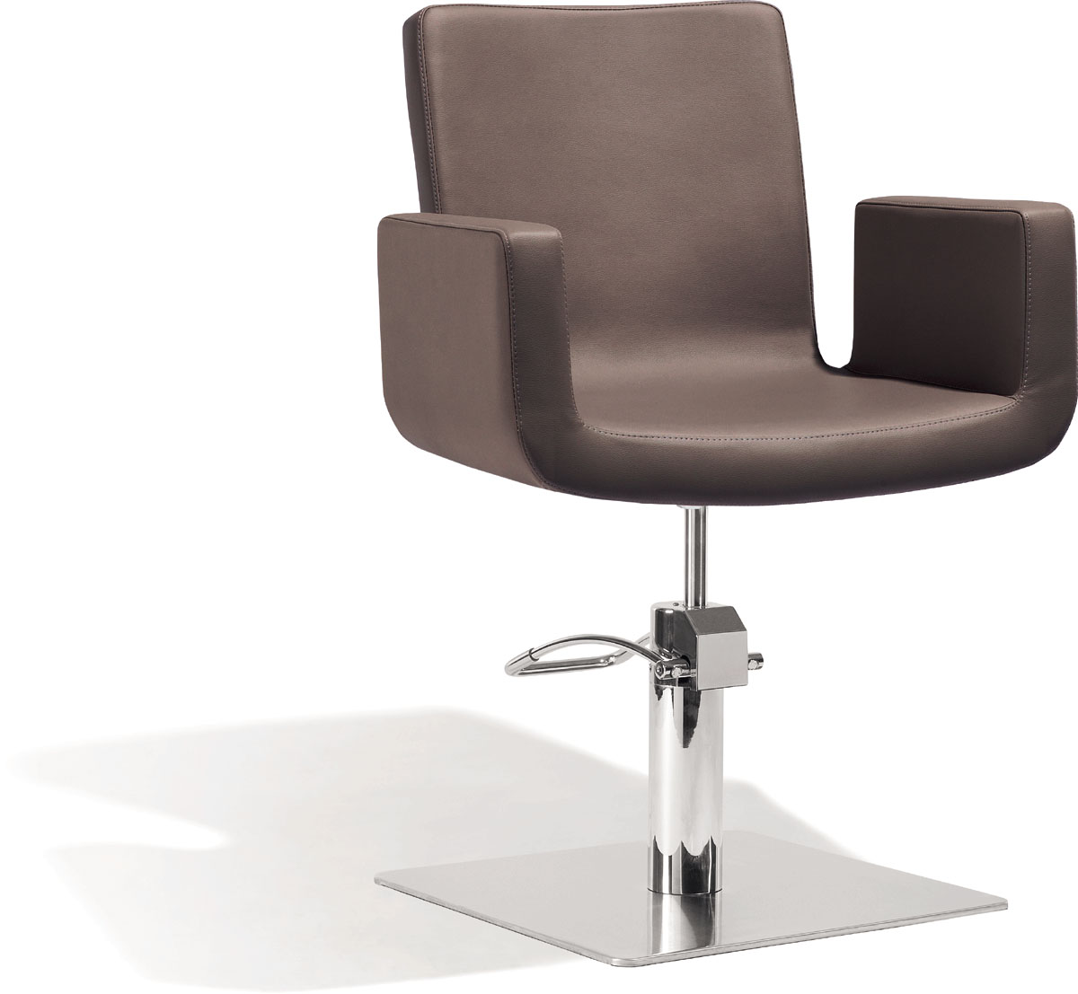  Sibel Attractio Friseurstuhl Braun mit Quadratischer Basis 