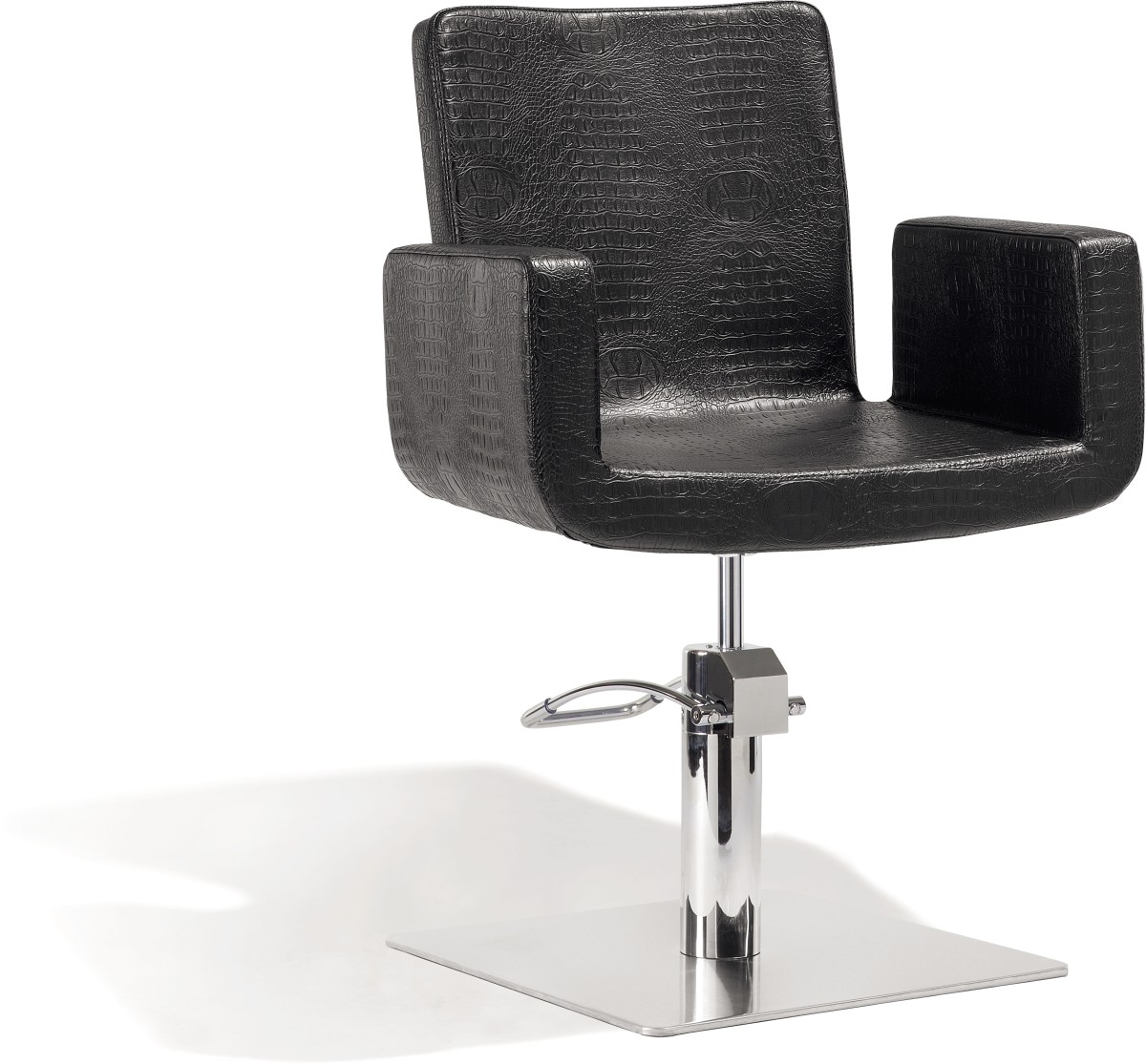  Sibel Attractio Friseurstuhl Kroco-Schwarz mit Quadratischer Basis 