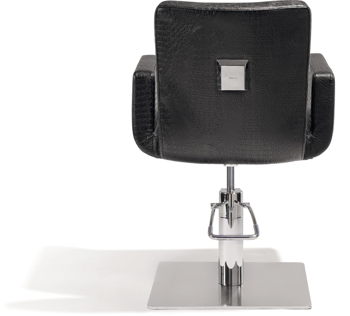  Sibel Attractio Friseurstuhl Kroco-Schwarz mit Quadratischer Basis 