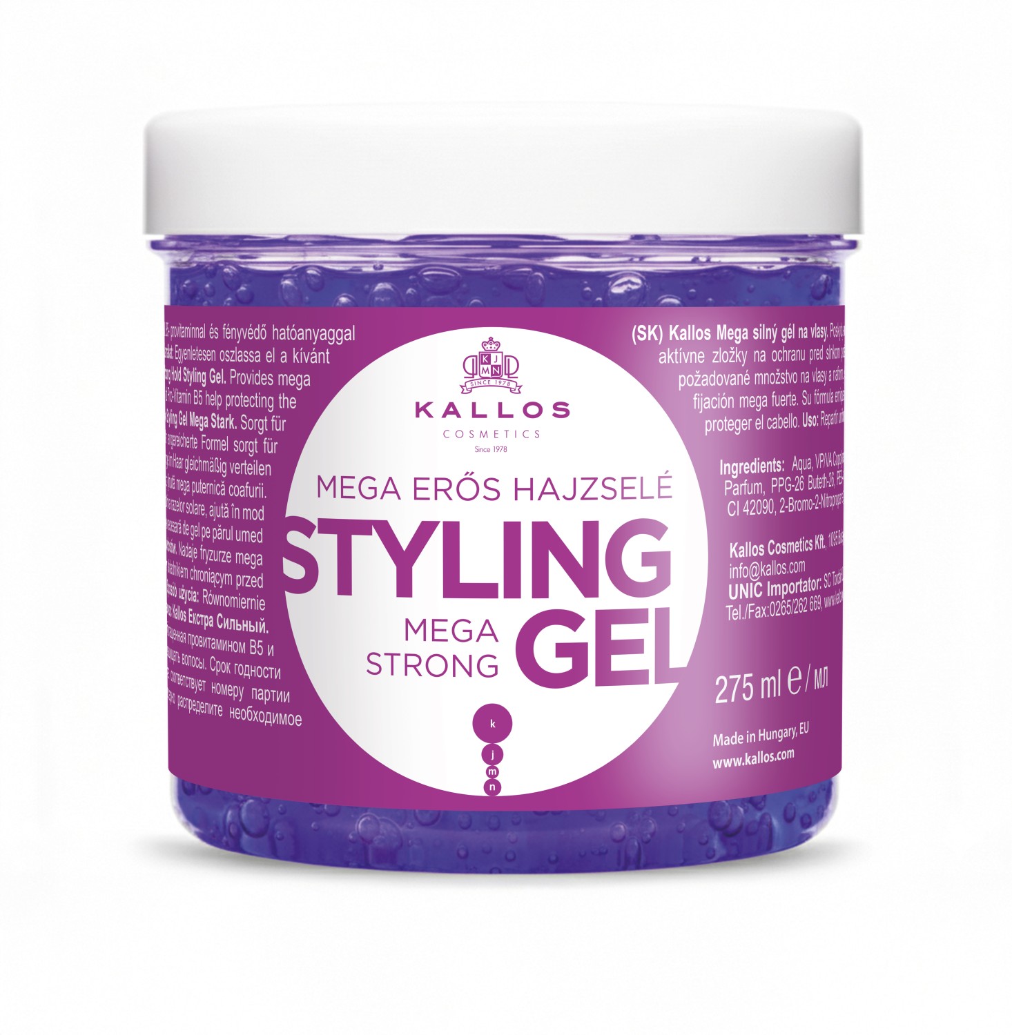 Kallos Mega Strong Styling Gel 275 ml 