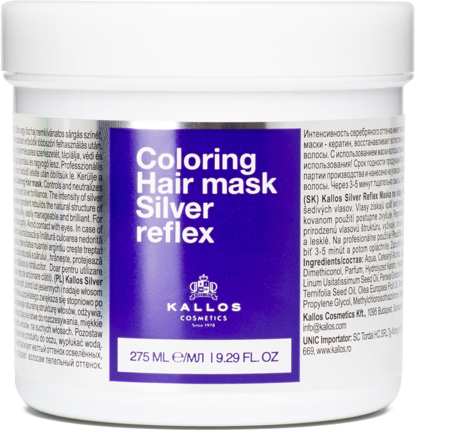  Kallos Coloring Silver Reflex Hair Mask 275 ml 