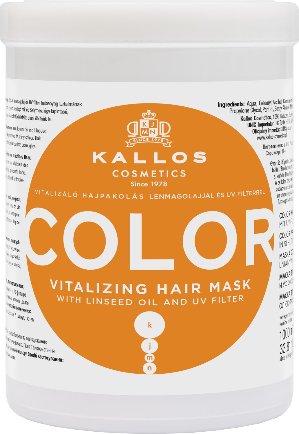  Kallos KJMN Color Vitalizing Hair Mask 1000 ml 