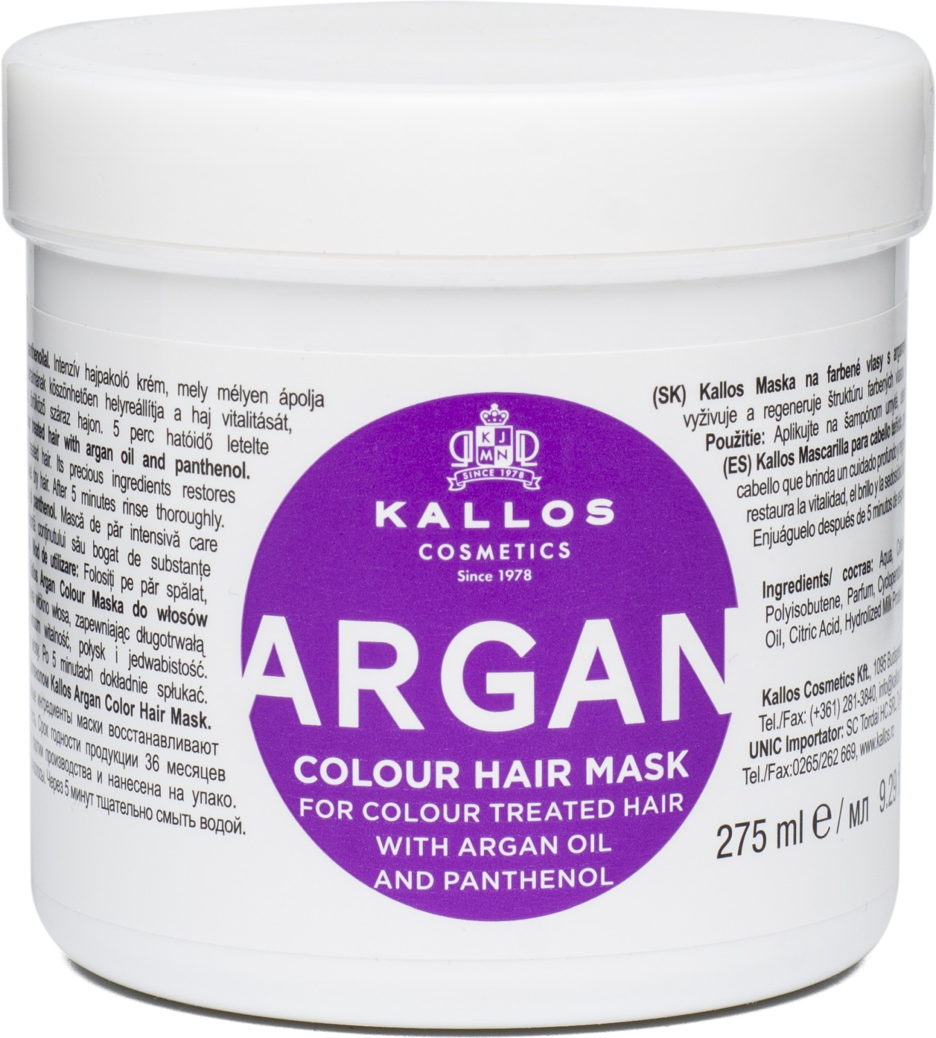  Kallos KJMN Argan Colour Hair Mask 275 ml 